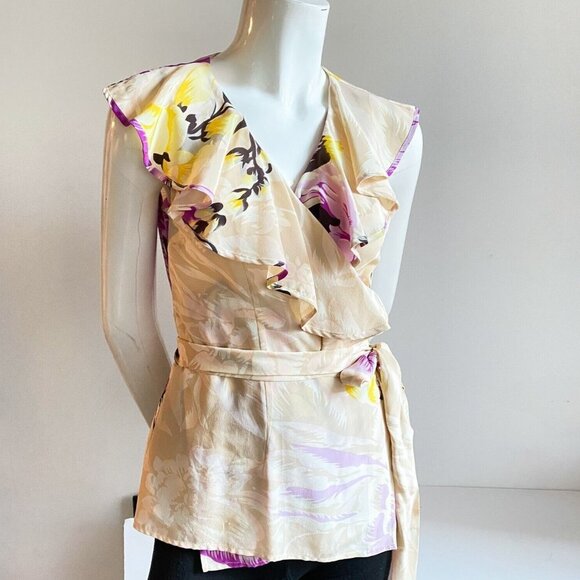 Yumi Kim Silk  Floral Sleeveless Wrap Top Xs - Picture 1 of 5